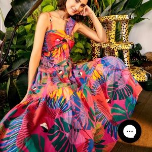 FARM Rio Macaw Bow Top Midi Dress XS